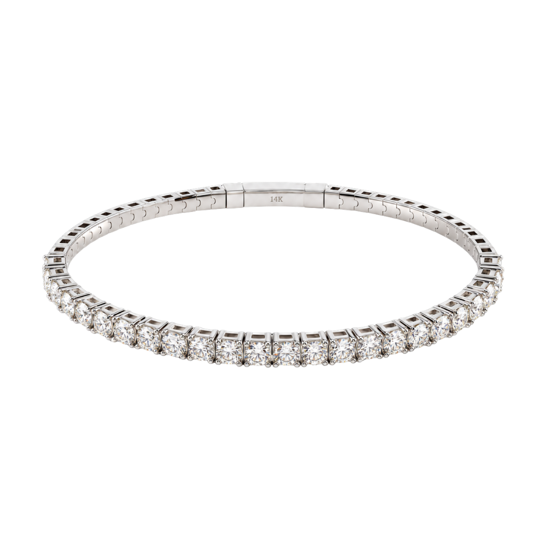 14k White Gold Diamond Flex Bangle Bracelet
