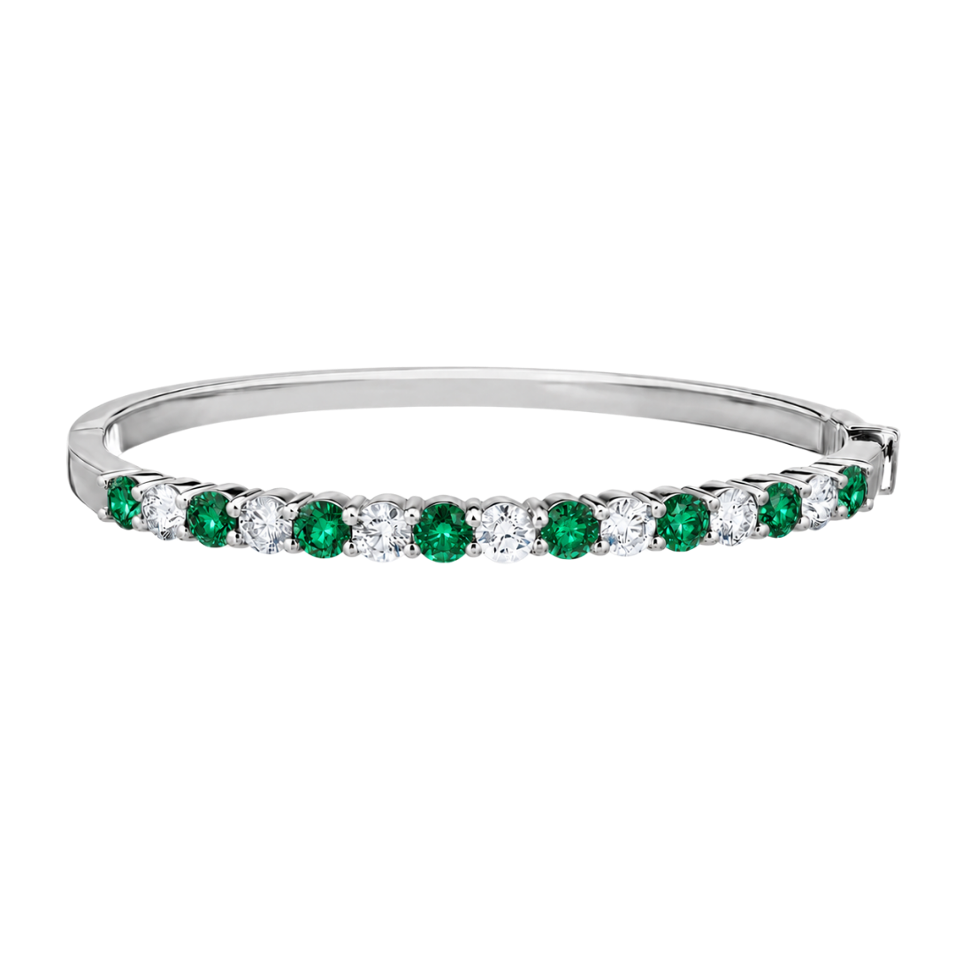 14k Emerald & Diamond Bangle