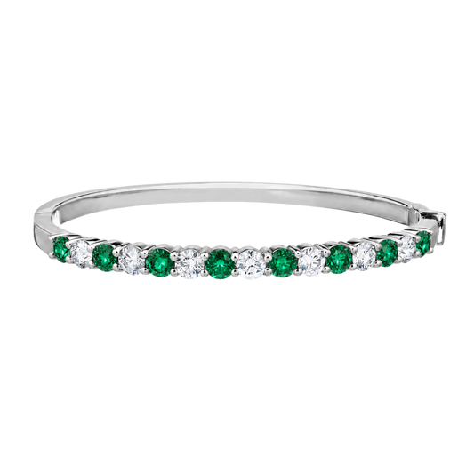 14k Emerald & Diamond Bangle