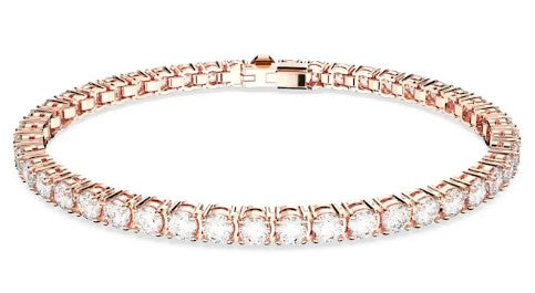 Swarovski Matrix Tennis Bracelet - Rose Gold Plated - Size Large