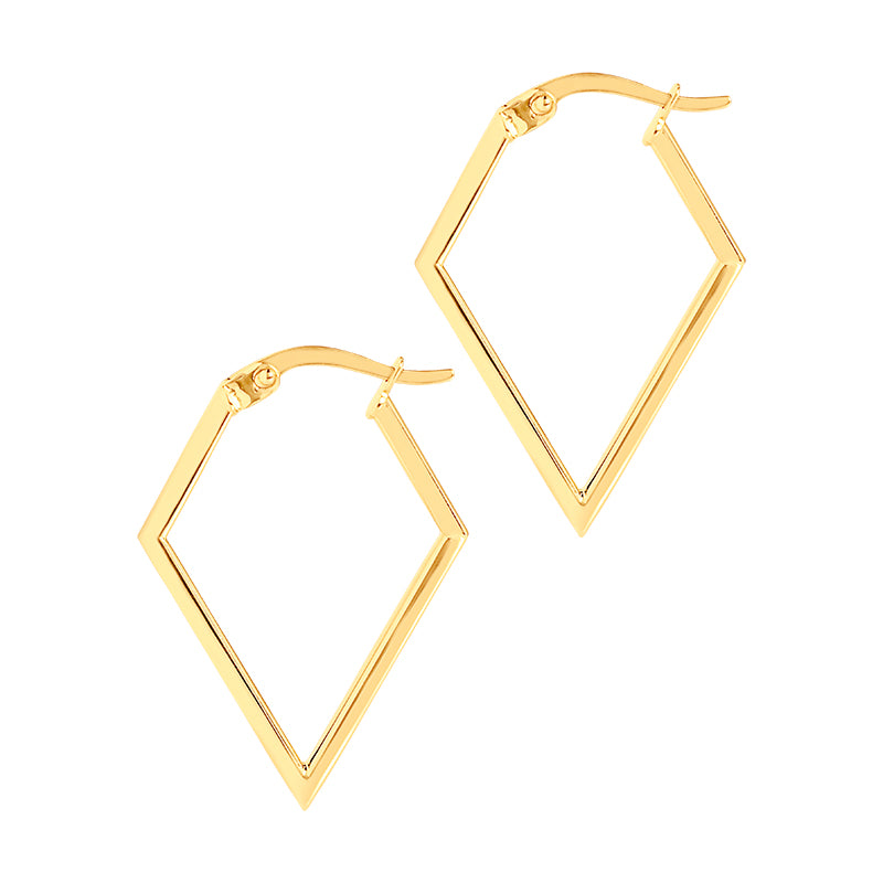 14K Yellow Gold Small ‘V’ Shaped Hoop Earrings