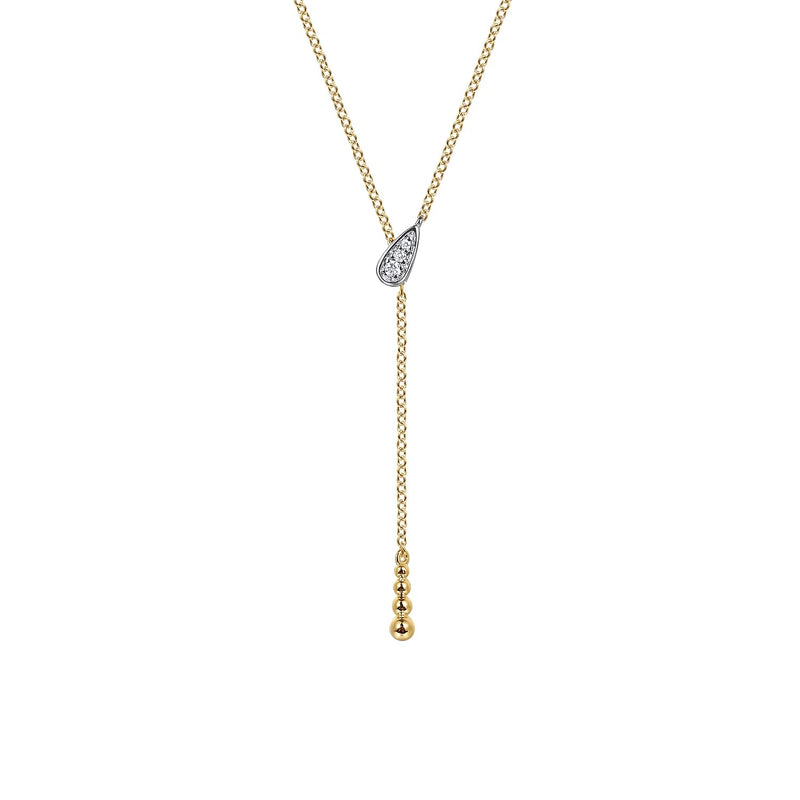 14K Two Toned Bujukan And Diamond Y Necklace