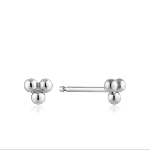 Sterling Silver Modern Triple Ball Stud Earrings - Ania Haie