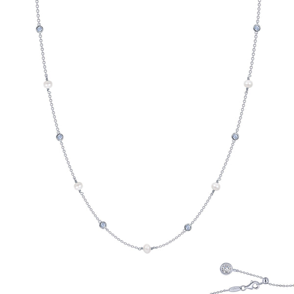 Lafonn Simulated Diamond & Pearl Station Necklace