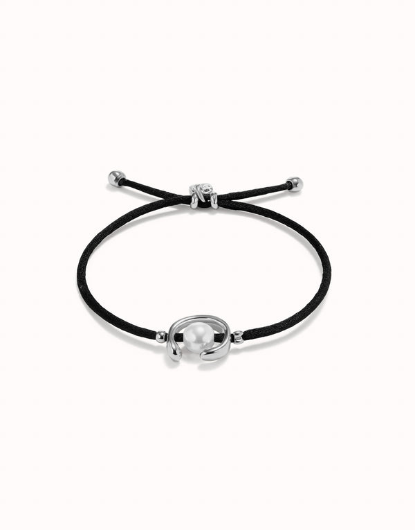 UnoDe50 Black String with Silver and Pearl Bracelet