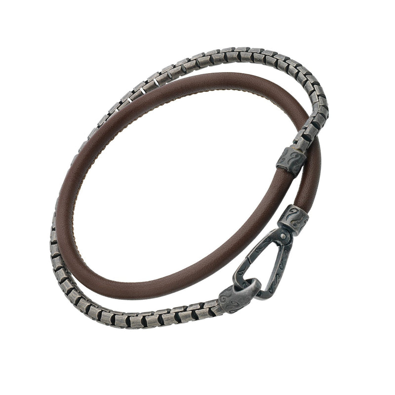 Brown Lash Double Wrap Woven Leather Bracelet