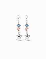 UNOde50 Silver Drop Earrings with Blue & Pink Stones