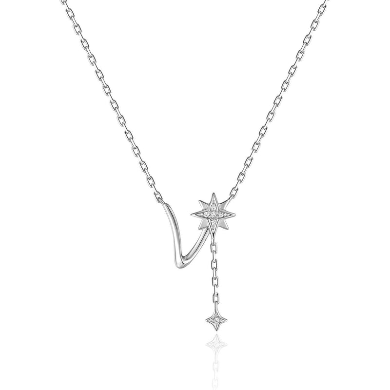 Diamond Star Drop Pendant Necklace