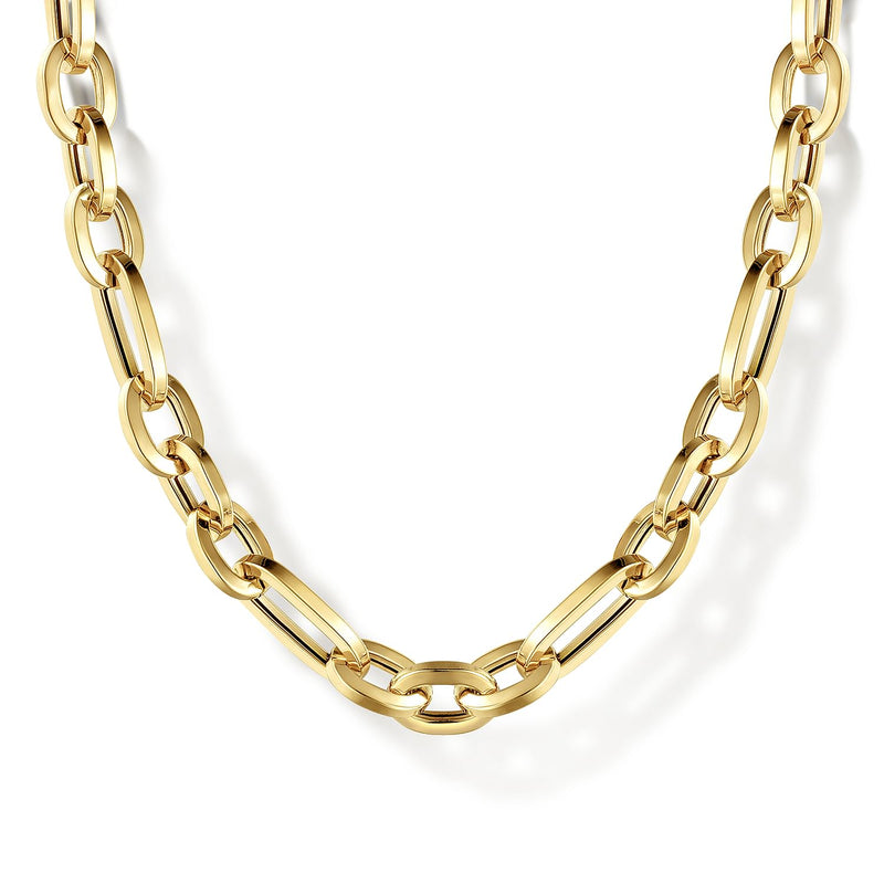 14K Hollow Paperclip Chain Necklace 32-Inch