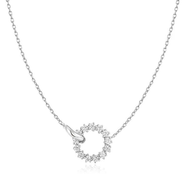 Silver Interlinked Circles Pave Necklace