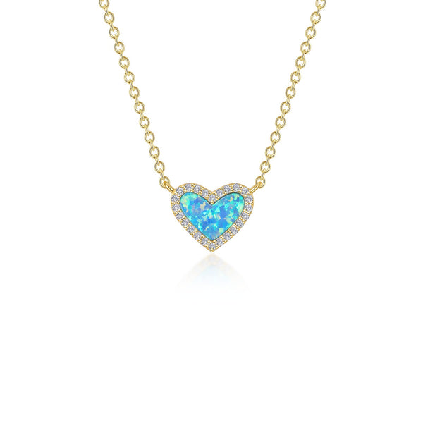 Simulated Opal Heart Halo Necklace