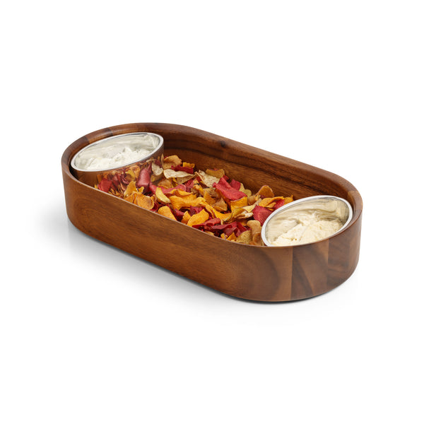 Nambe Oblong Nest Chip & Dip Tray