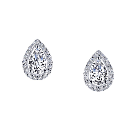 Pear Halo Stud Earrings