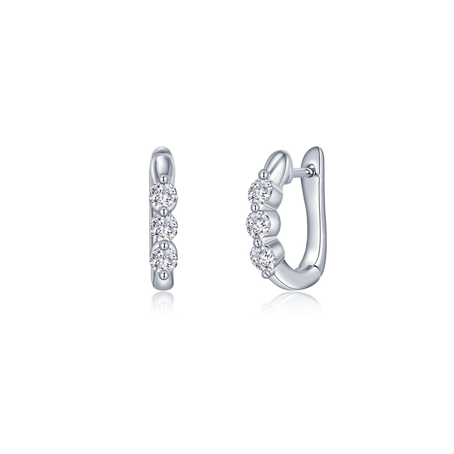 3 Stone Huggie Earrings 1.0 CTW