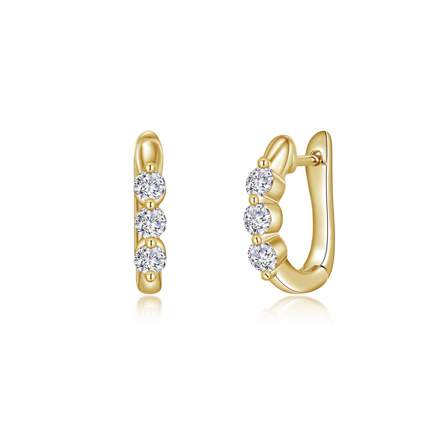 1.5 CTW 3-Stone Huggie Hoop Ea