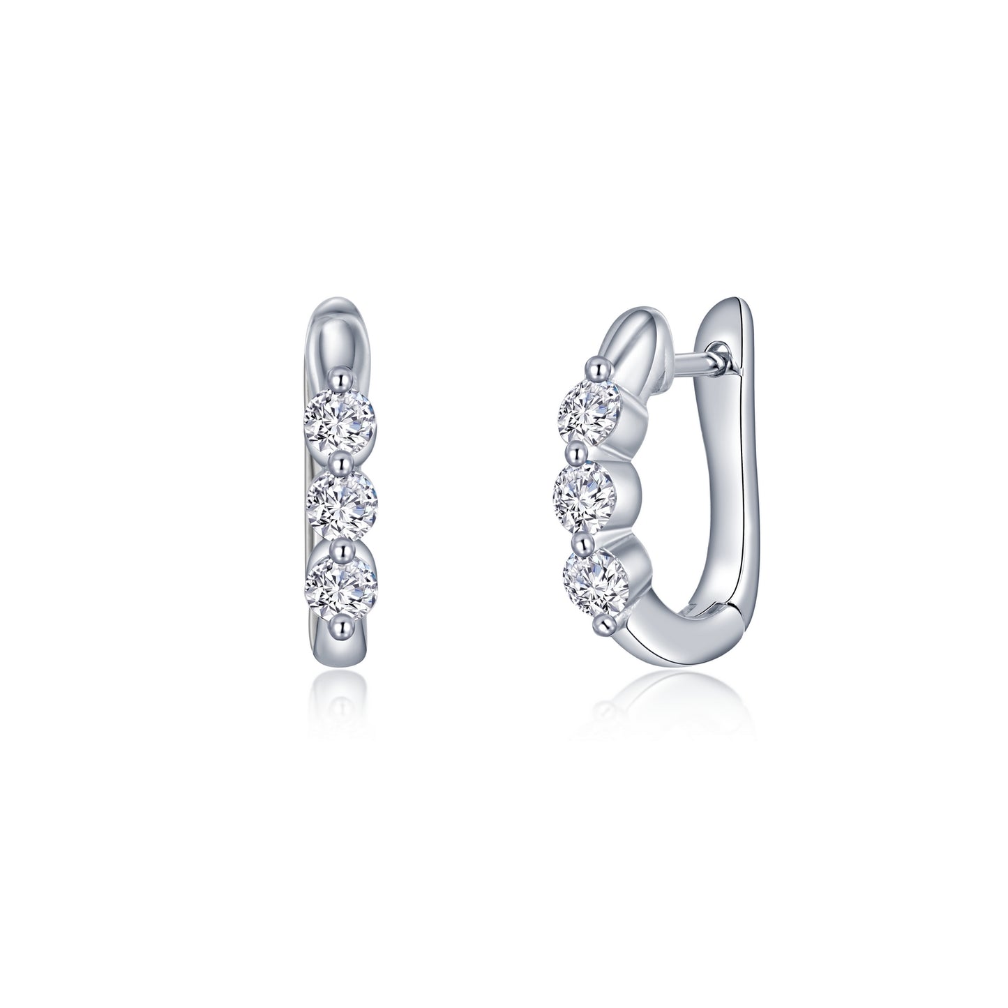 1.5 CTW 3-Stone Huggie Hoop Ea