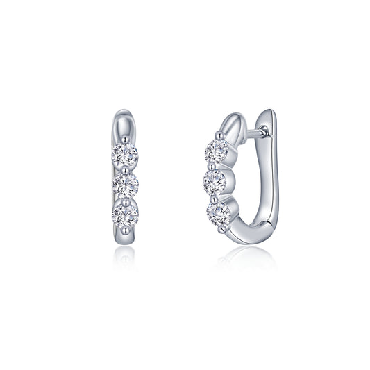 1.5 CTW 3-Stone Huggie Hoop Ea