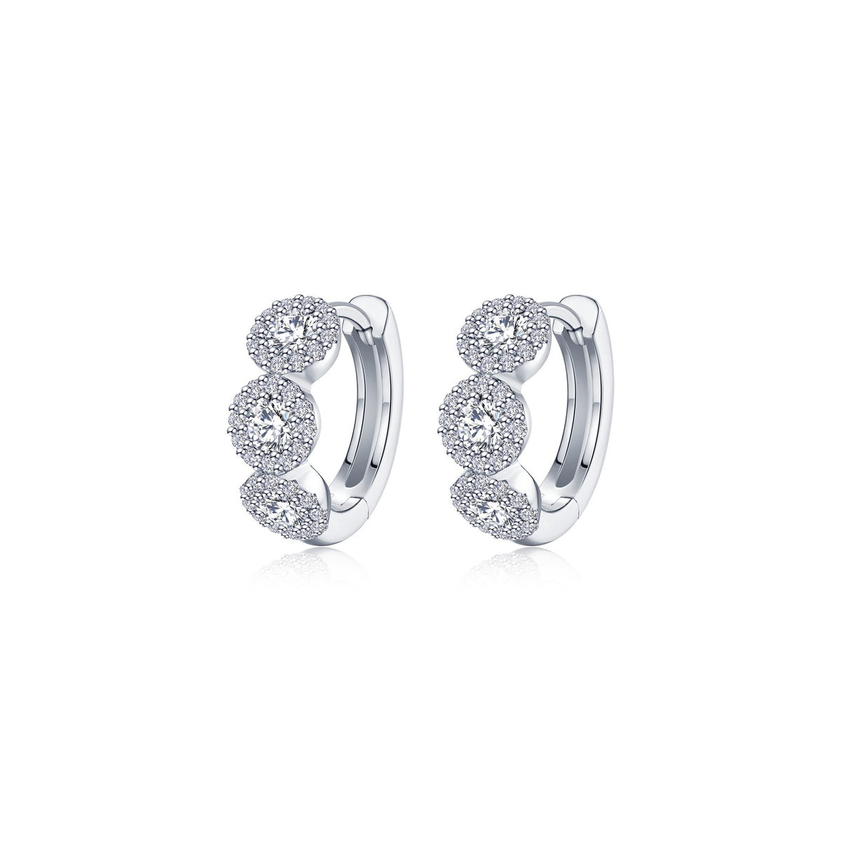 Trinity Halo Huggie Earrings