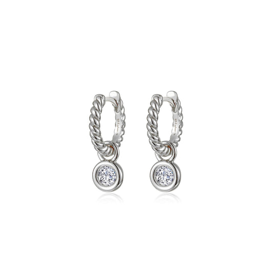 Cordelia Bezel Charm Huggie Earrings
