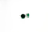 14K White Gold  Created Emerald Earrings