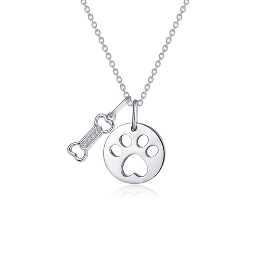 Paw Print Dog Bone Necklace