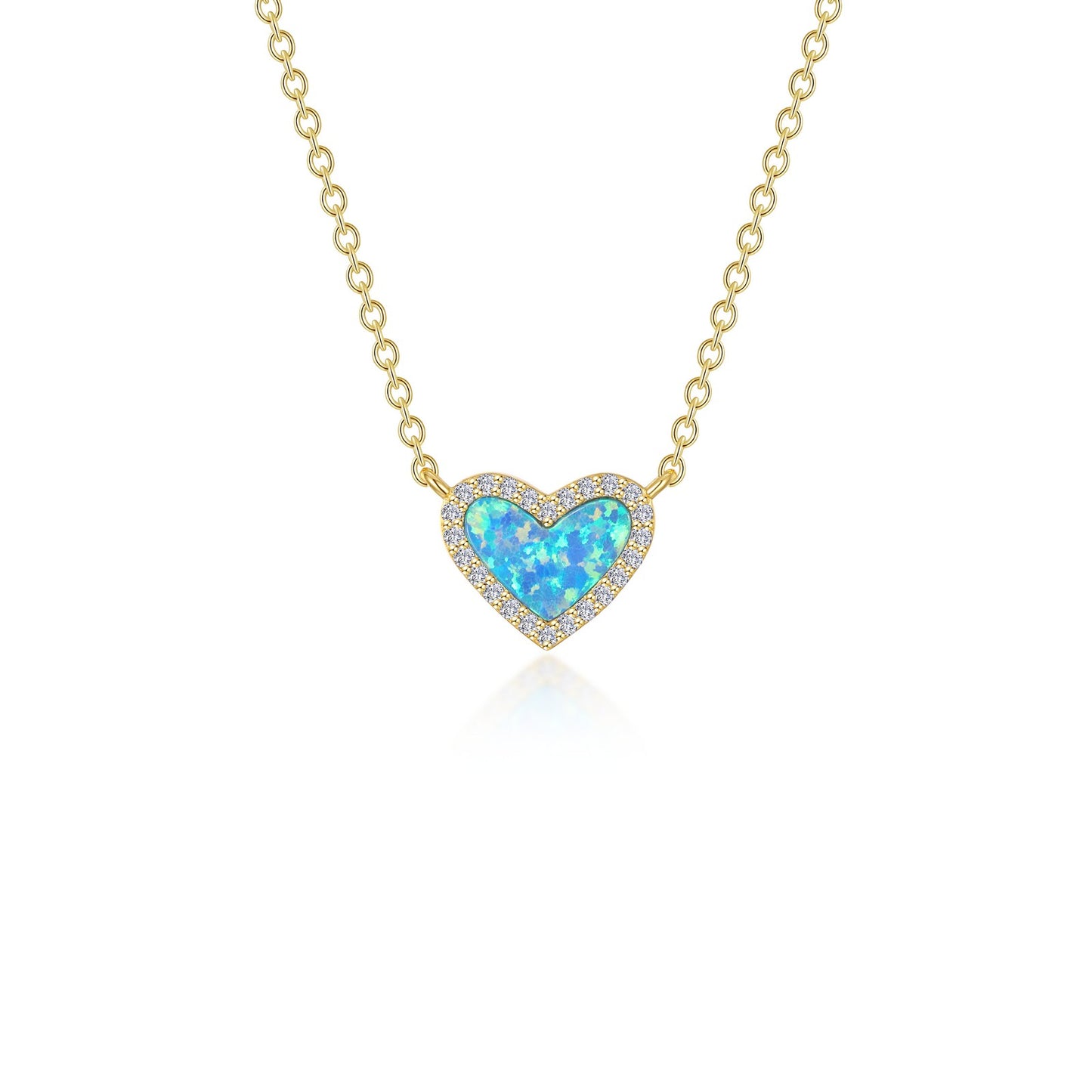 Simulated Opal Heart Halo Necklace