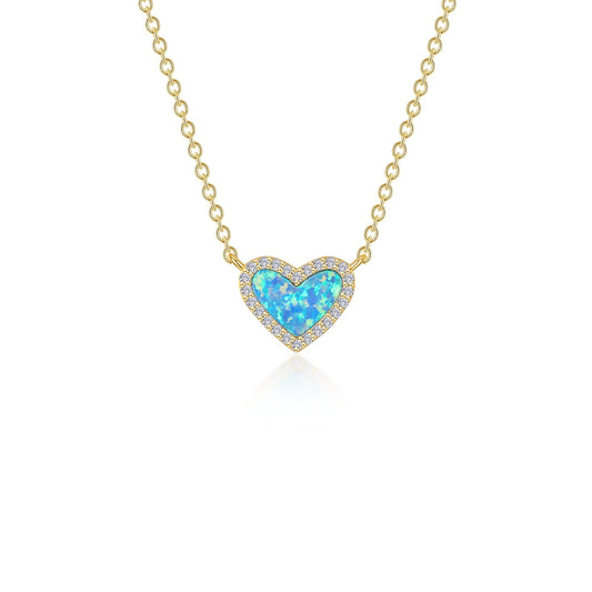 Simulated Opal Heart Halo Necklace