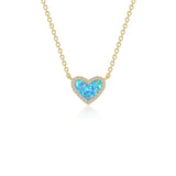 Simulated Opal Heart Halo Necklace