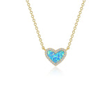 Simulated Opal Heart Halo Necklace
