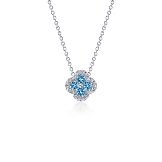 Blue Topaz Halo Necklace