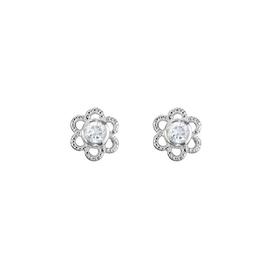 S/S WHITE TOPAZ FLOWER    EARR