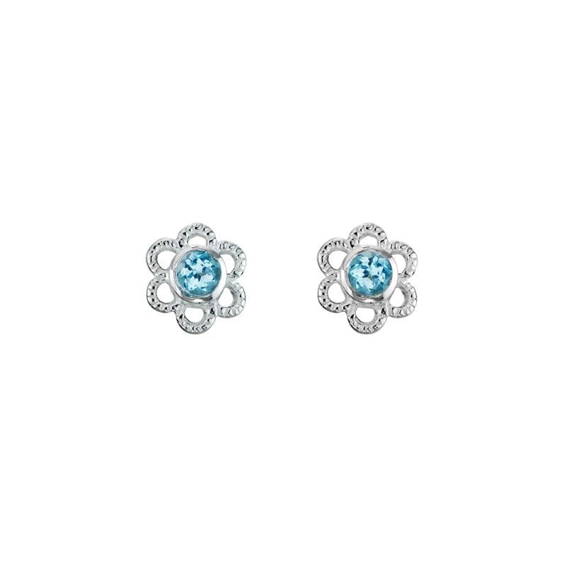 Blue Topaz Flower Earrings