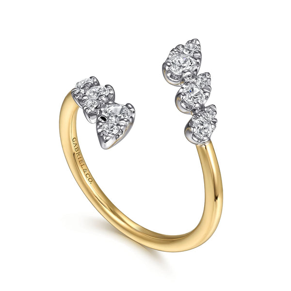 14K Two Toned Diamond Bypass Ring