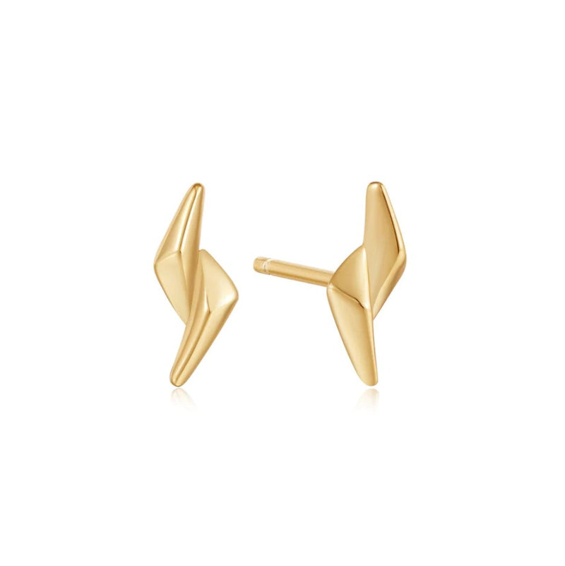 Sterling Silver - Gold Plated Double Spike Stud Earrings