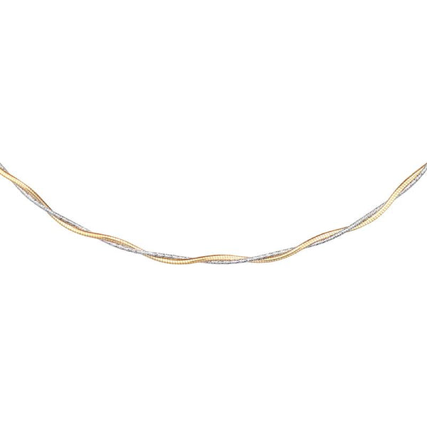 14K White/Yellow Gold Twist Omega Necklace