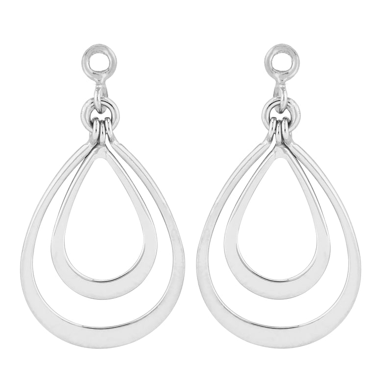 14K White Gold Small Double Pearshaped Drop Earrings