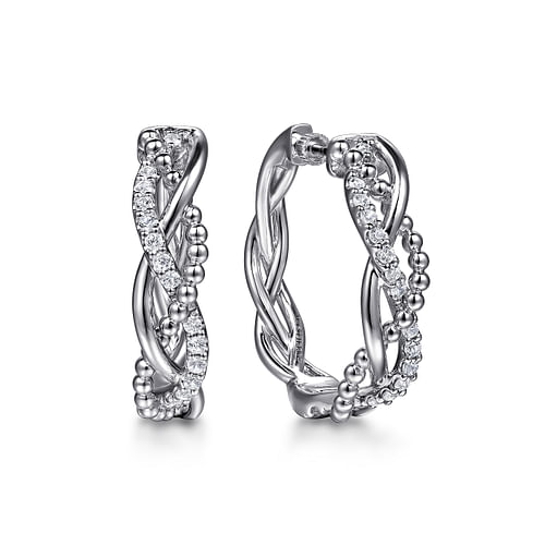 30mm Twisted White Sapphire Bujukan Hoop Earrings