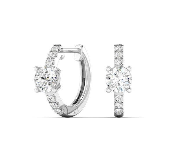 14K Lab Grown Diamond Round Huggie Earrings