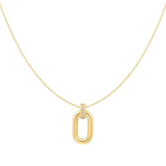 Gold Tone Oval Hoop Pendant Necklace