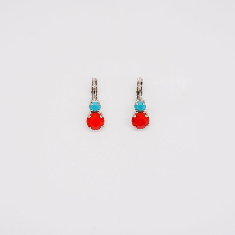 Mariana Silver Tone Turquoise & Red Earrings