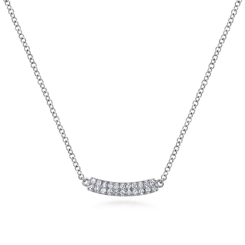 Curved Pave Diamond Bar Necklace