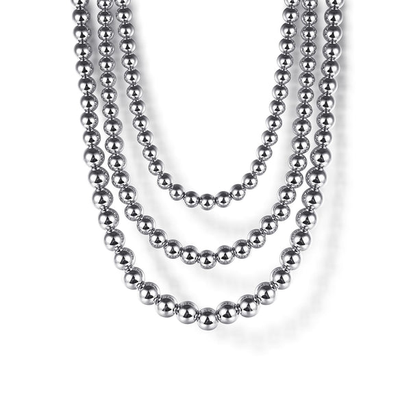 Sterling Silver And 14K 3 Strand Bujukan Bead Necklace