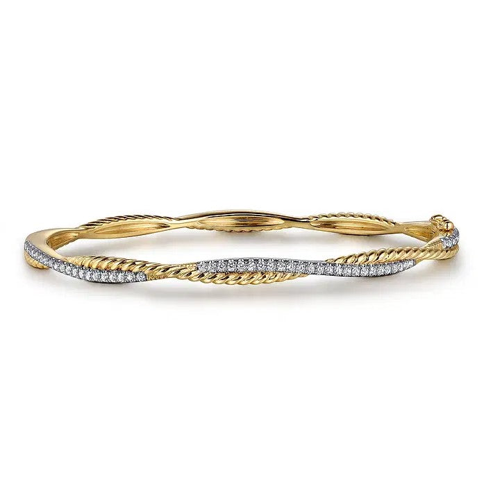 14K Twisted Rope Diamond Bangle Bracelet