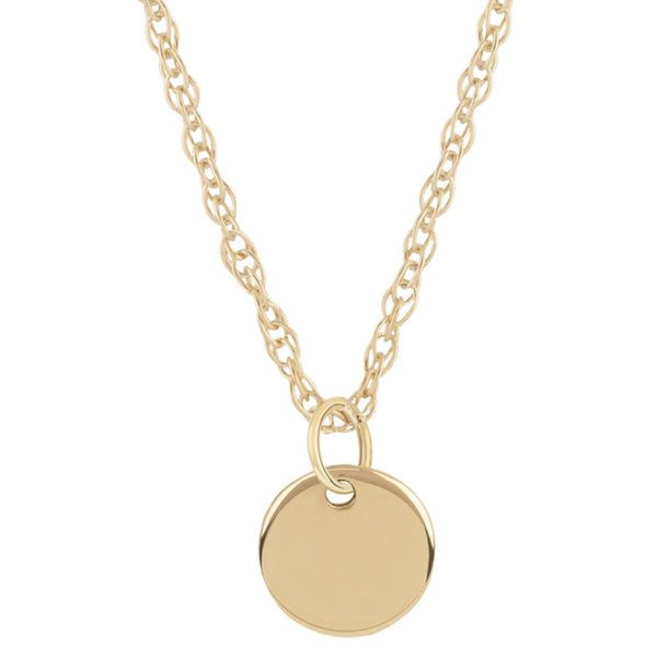 14K Mini Round Tag Pendant Necklace