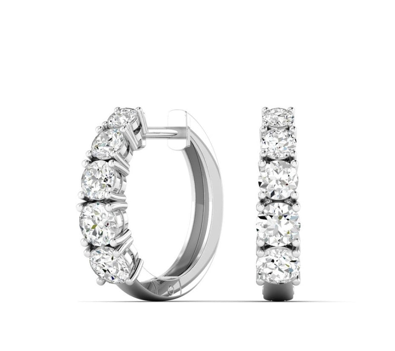 14K Lab Grown Diamond Grauated Hoop Earrings