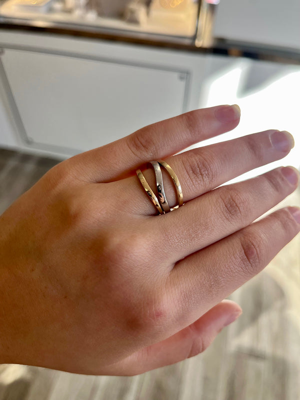 14k Two Toned Free Form Ring