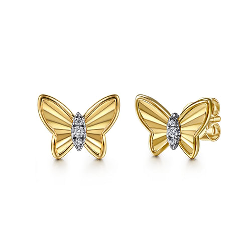 Diamond Butterfly Stud Earrings