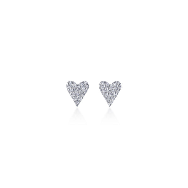 Pave Heart Stud Earrings