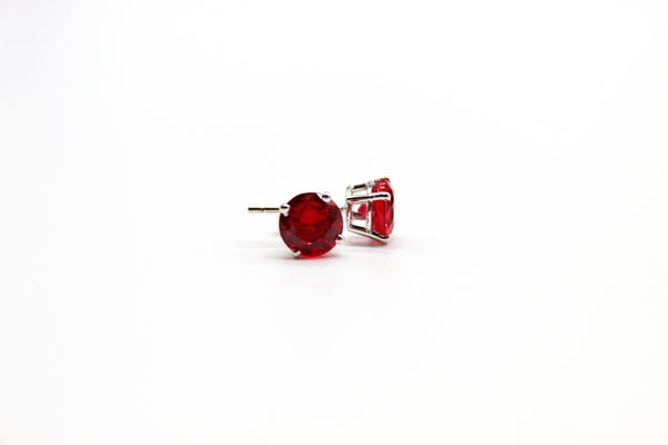 14K White Gold Created Ruby Earrings