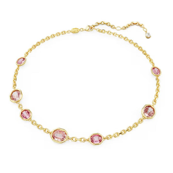 Swarovski Imber Yellow Gold Tone All Around Necklace with Pink Stones